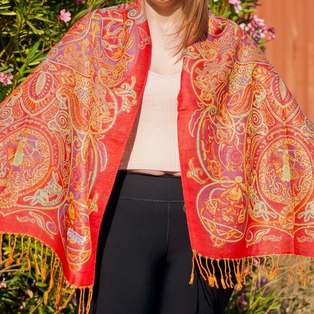 (SOLD) Red Sacred Shimmery Pashmina